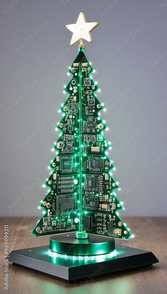 Poster tree elements technology christmas space sparkling ed board copy electronic circuit christmas tree c