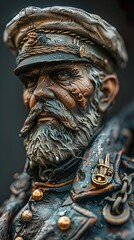 Detailed Portrait of a Military Officer Statue