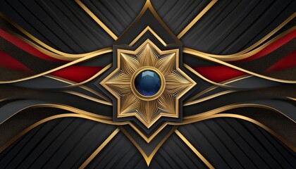 Black and Gold Abstract Design with a Jewel-Encrusted Star