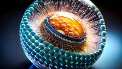Liposome structure cell 3D rendering. Ai