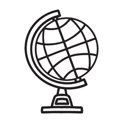 Earth globe line art hand drawn doodle illustration