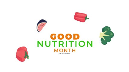 Good Nutrition month. foods animation.