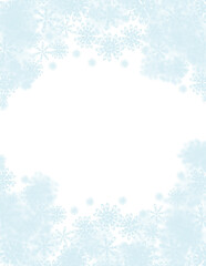 Snowflakes frame, winter snow on transparent background, christmas snowfall border