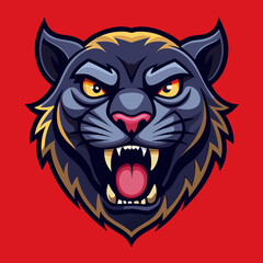 an angry panther with a colorful head vector design with a colorful background 