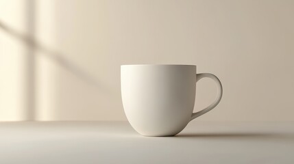 Obraz premium Minimalist White Coffee Mug in Soft Lighting