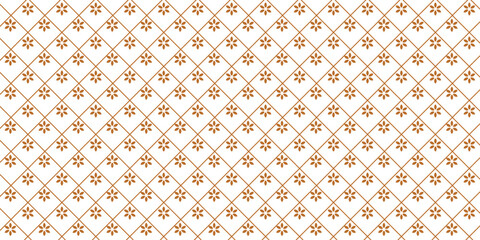 Golden vector geometric seamless pattern. Stylish texture with floral silhouettes diamond shape, grid. Elegant gold and white minimal background. Luxury repeated decorative design