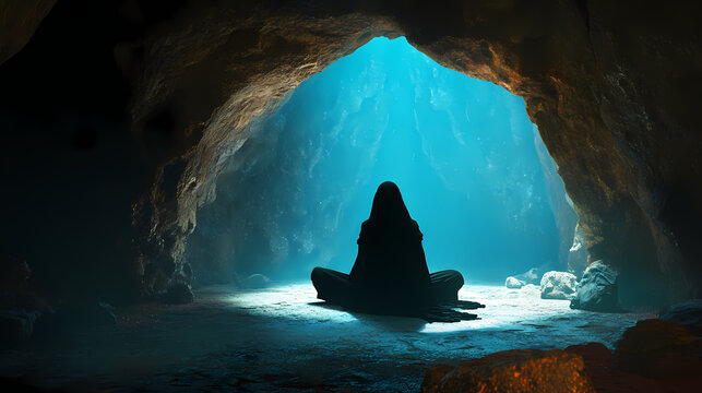 Jinn in cave. arabic djinn inside cave. Djinn. Illustration