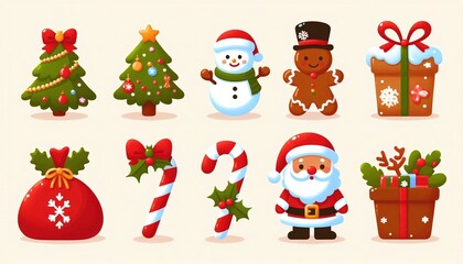 Christmas Icons set Collection: Festive Decorations and Holiday Cheer