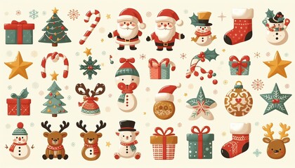 Christmas Icons set Collection: Festive Decorations and Holiday Cheer
