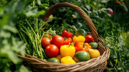 Fresh vegetables in a wicker basket