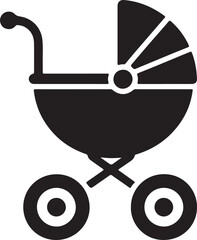 baby carriage silhouette, Black and White baby Carriage On the White background 