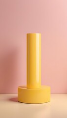 rendering blank display room design stand empty stand blank background vivid interior 3d pedestal product yellow showing  room counter pedestal background three-dimensional abstract architecture