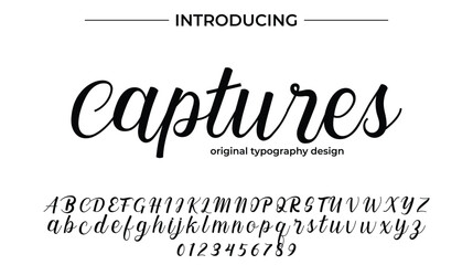 Captures Font Stylish brush painted an uppercase vector letters, alphabet, typeface
