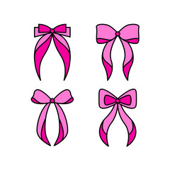 Pink ribbon cartoon, digital art illustration.