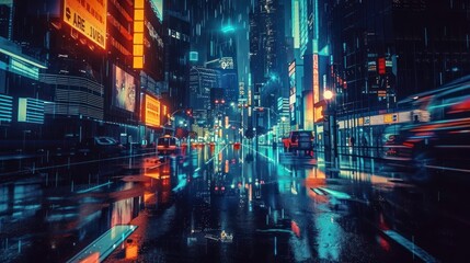 Neon Cityscape: A Vivid Nighttime Symphony