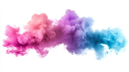 colorful cloud of vibrant oil smoke expanding on white background