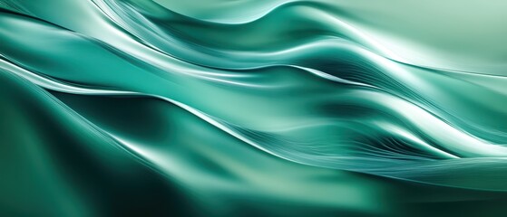 Obraz premium Abstract Green Swirling Liquid Background - 3D Rendered Design.
