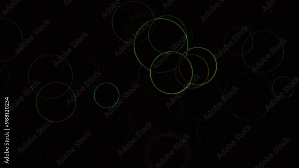 Poster colored circle shapes animation on a black background