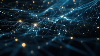 Fototapeta premium Abstract Digital Network Background with Glowing Nodes and Lines.