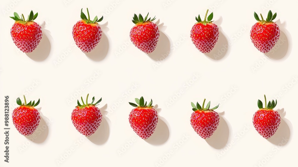 Poster minimalist vector strawberries on white background with copy space for designers | fresh red berries