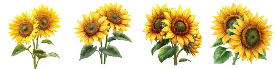 Naklejka premium Stunning sunflowers in full bloom creating a beautiful and serene natural landscape These vibrant yellow flowers stand tall amidst a verdant garden basking in the warm summer sunshine