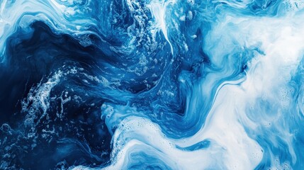 Obraz premium Abstract Blue and White Swirling Paint Texture Background.