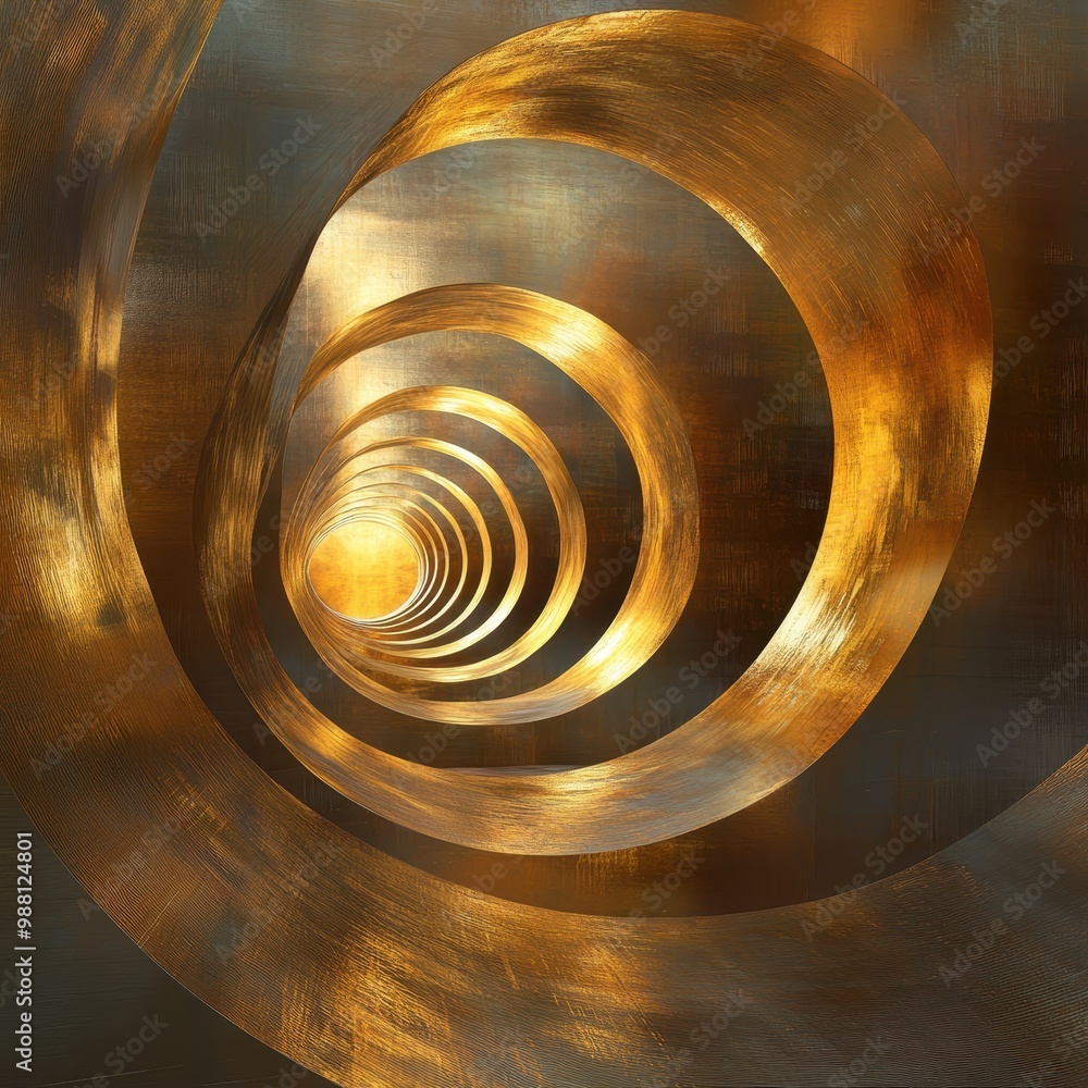 Poster abstract golden tunnel with depth and texture