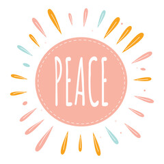 Fototapeta premium Peace in Romantic Flower Leaves Circle Frame Background