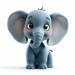 Fototapeta premium Cute Cartoon Elephant Character in 3D Rendered Design