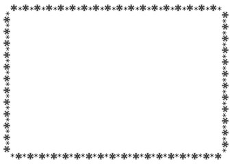 黒の雪の結晶ラインの四角いフレーム背景