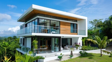 Fototapeta premium Modern House with Tropical View
