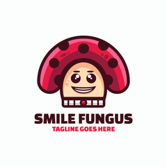 Vector Logo Illustration Smile Fungus  Mascot Cartoon Style