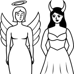 women-dressed-as-angel-and-devil