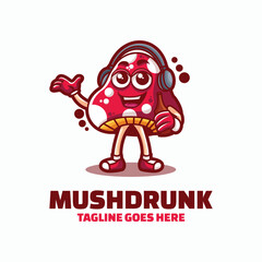 Vector Logo Illustration Mush Drunk  Mascot Cartoon Style