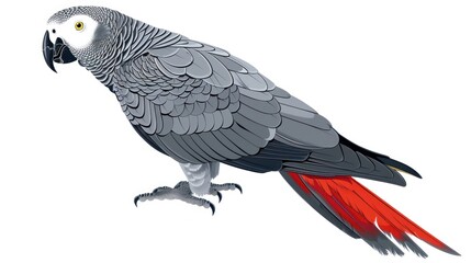 Naklejka premium African Grey Parrot Illustration