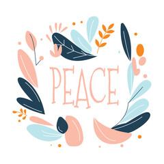 Peace in Romantic Flower Floral Florist Love Wreath Frame Background