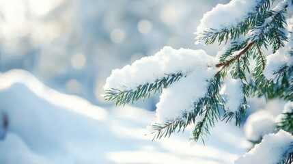 Fir branches in snow