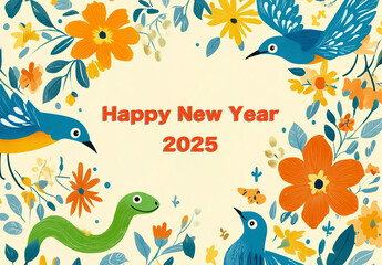 Fototapeta premium 2025年の巳年の年賀状デザイン