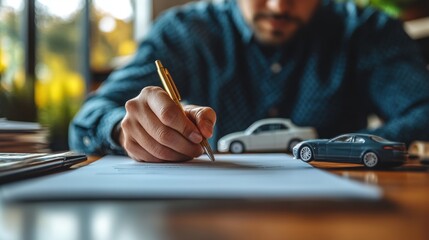 Signing Car Insurance Contract.