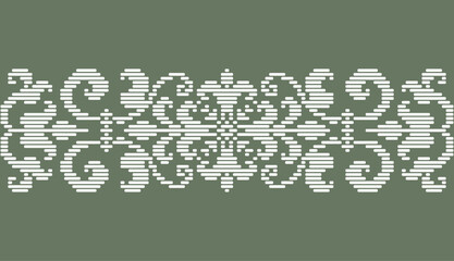 Modernized classical floral pixel art seamless pattern border stripe for fabric or cloth decoration