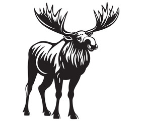 Moose silhouette, Moose illustration vector, American moose