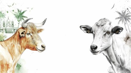 Two Cows Facing Opposite Directions