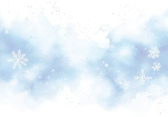 Obraz premium 白い雪の結晶と抽象的な青い水彩画の背景