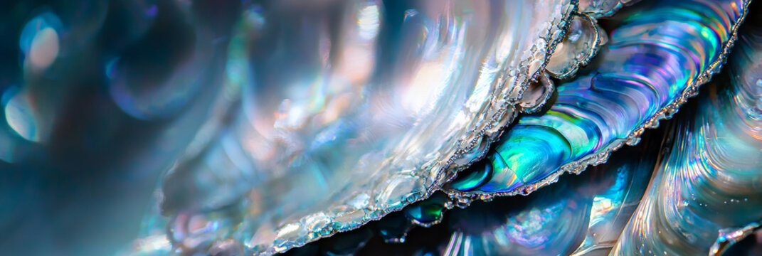 Close up of an abalone shell texture, generative AI