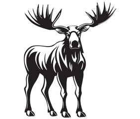Moose silhouette, Moose illustration vector, American moose