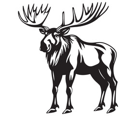 Moose silhouette, Moose illustration vector, American moose