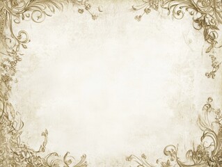 Vintage Floral Border on Beige Background with Copy Space for Text and Design