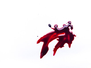 red blood drops on the floor, blood isolated white background, concept of splatter blood, murder bloody, splash, splatter of real bloody .Clipping path, healthcare and medicare.