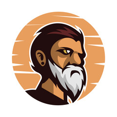 cartoon bearded man mascot logo