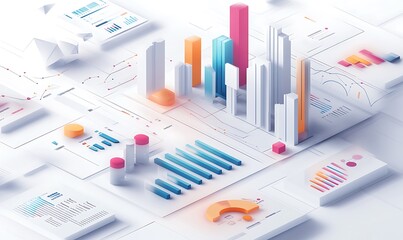 Fototapeta premium Infographic-Style Wallpaper with Colorful Sustainability Metrics and Data Visualization